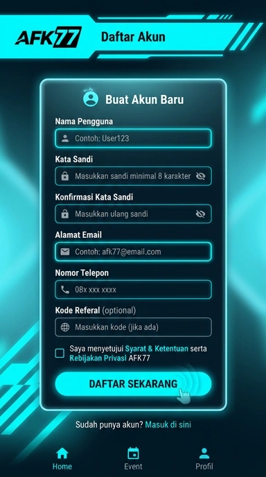 Panduan Registrasi Akun Baru afk77 untuk Android