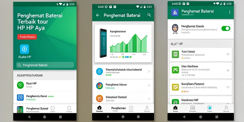 Screenshot aplikasi menunjukkan antarmuka Penghemat Baterai yang intuitif.