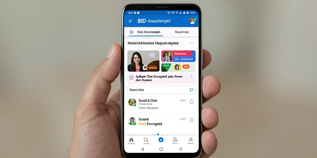 Antarmuka aplikasi 8ID yang sederhana dan aman untuk chatting.