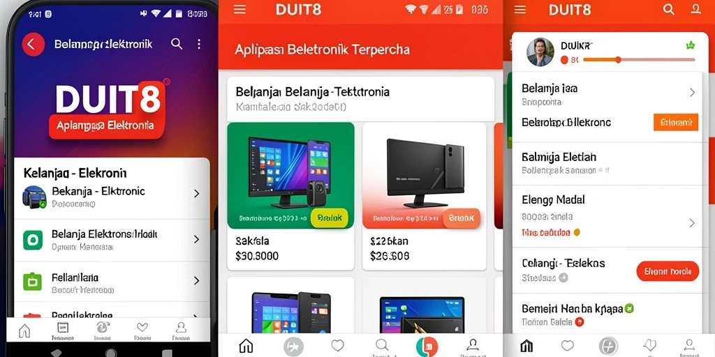 Antarmuka pengguna DUIT8 dengan pilihan produk elektronik.