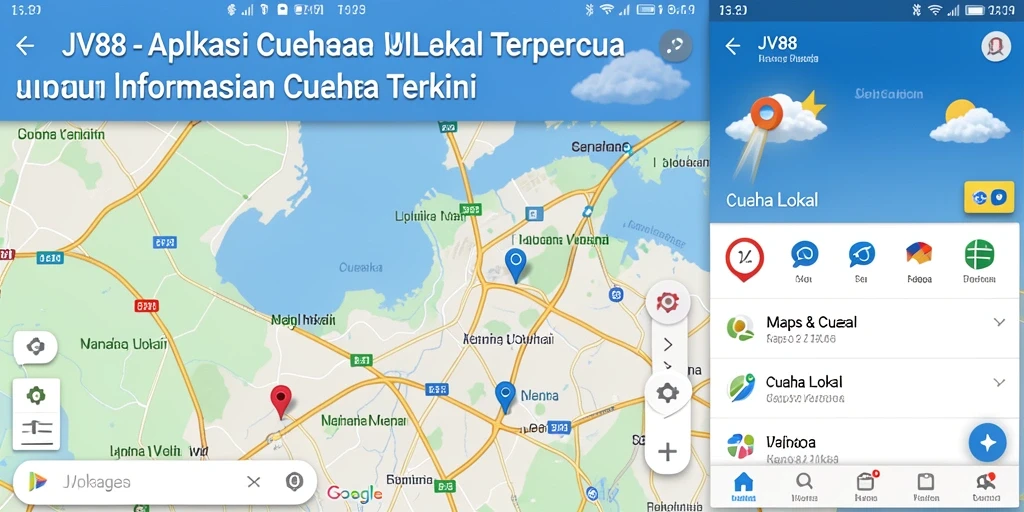 Menampilkan antarmuka aplikasi Cuaca Lokal JV88 yang informatif dan mudah digunakan.