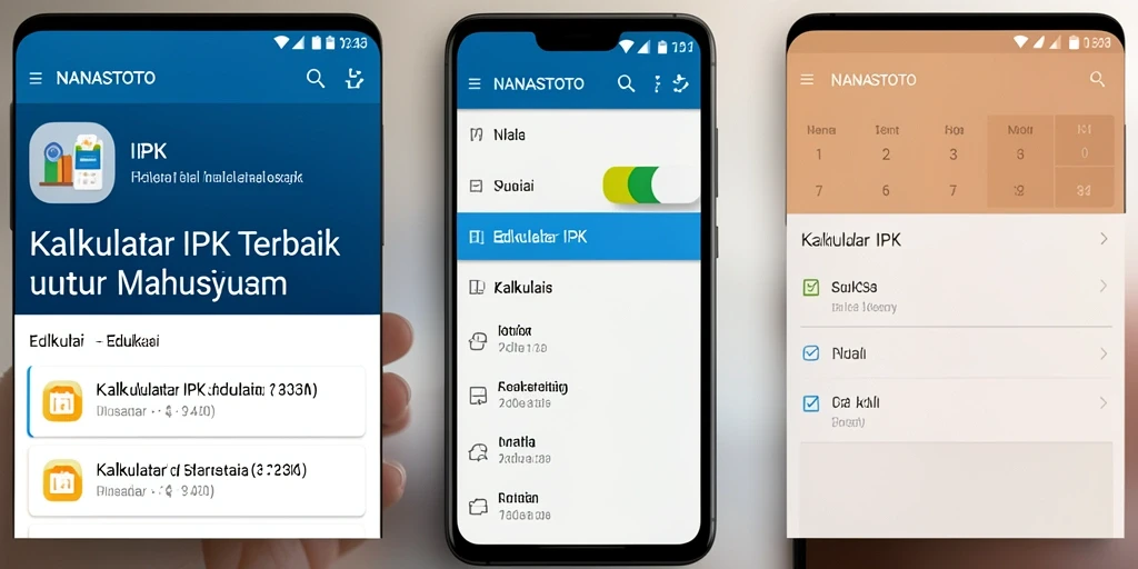 Tampilan antarmuka NANASTOTO dengan fitur Kalkulator IPK yang interaktif.