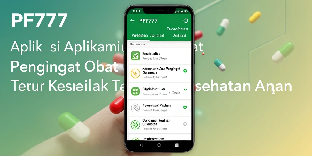 Tampilan antarmuka pengguna aplikasi PF777 yang memudahkan pengingat obat.