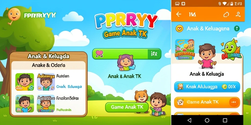 Antarmuka interaktif PPRRYY dengan karakter lucu dan permainan edukatif.